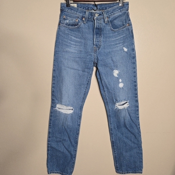 Levi's 501 High Waisted Straight Leg Jeans BIG E - Picture 3 of 12